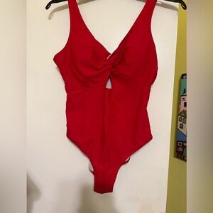 Hot red one piece, bathing suit